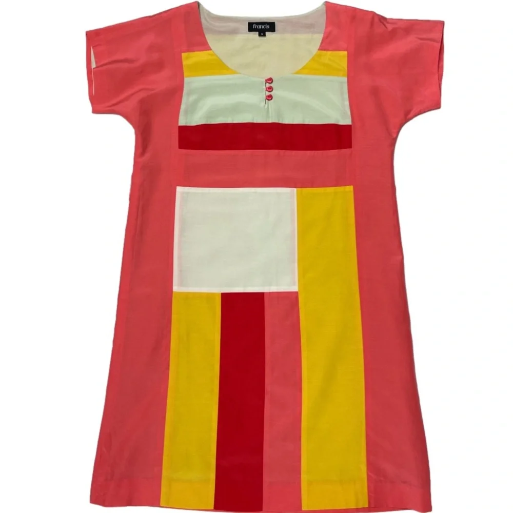 FRANCIS by Christian Francis Roth Silk Color-block Shift Dress - Picture 2 of 9